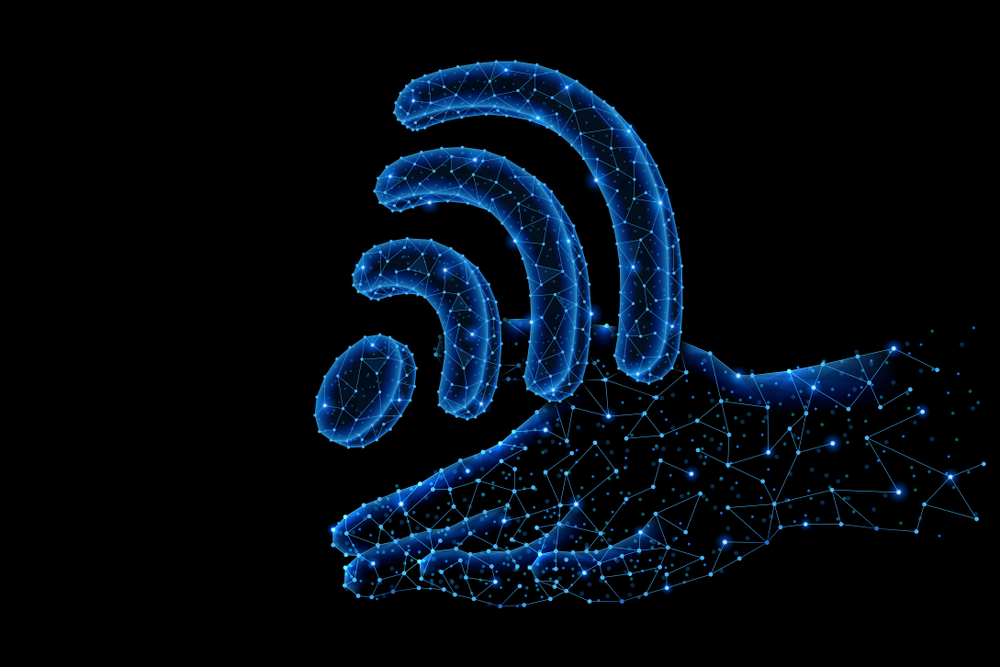 abstract,polygonal,light,design,of,wi fi,wave,in,hand.,business